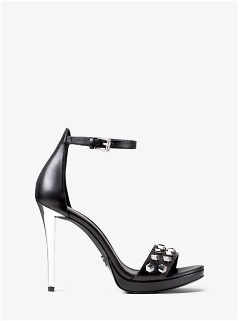 michael kors hutton sandal black|Hutton Studded Leather Sandal .